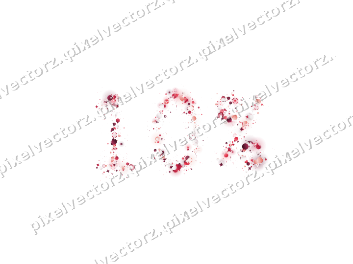 Nahtlose Glitzerzahl 10% in Rosa und Rot auf transparentem Grund