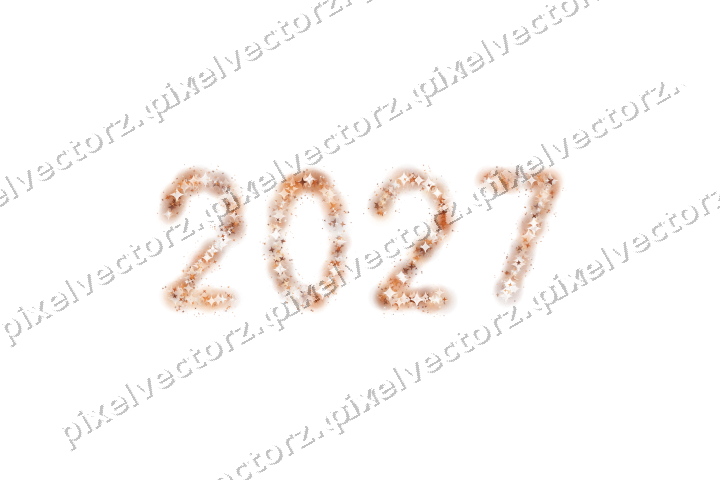 Nahtlose Glitzerzahl 2027 aus Sternen auf transparentem Grund