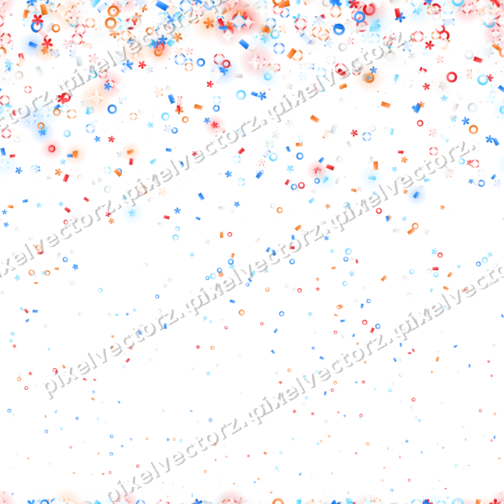Nahtloser Glitzerregen aus Blüten und Ringen auf transparentem Grund