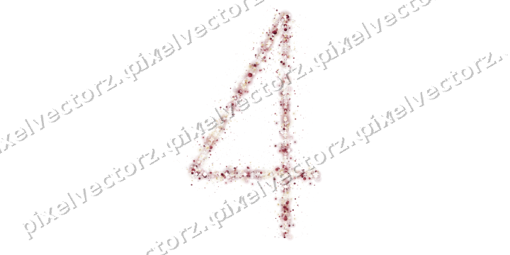 Nahtlose Glitzerzahl 4 aus Sternen und Punkten auf transparentem Grund