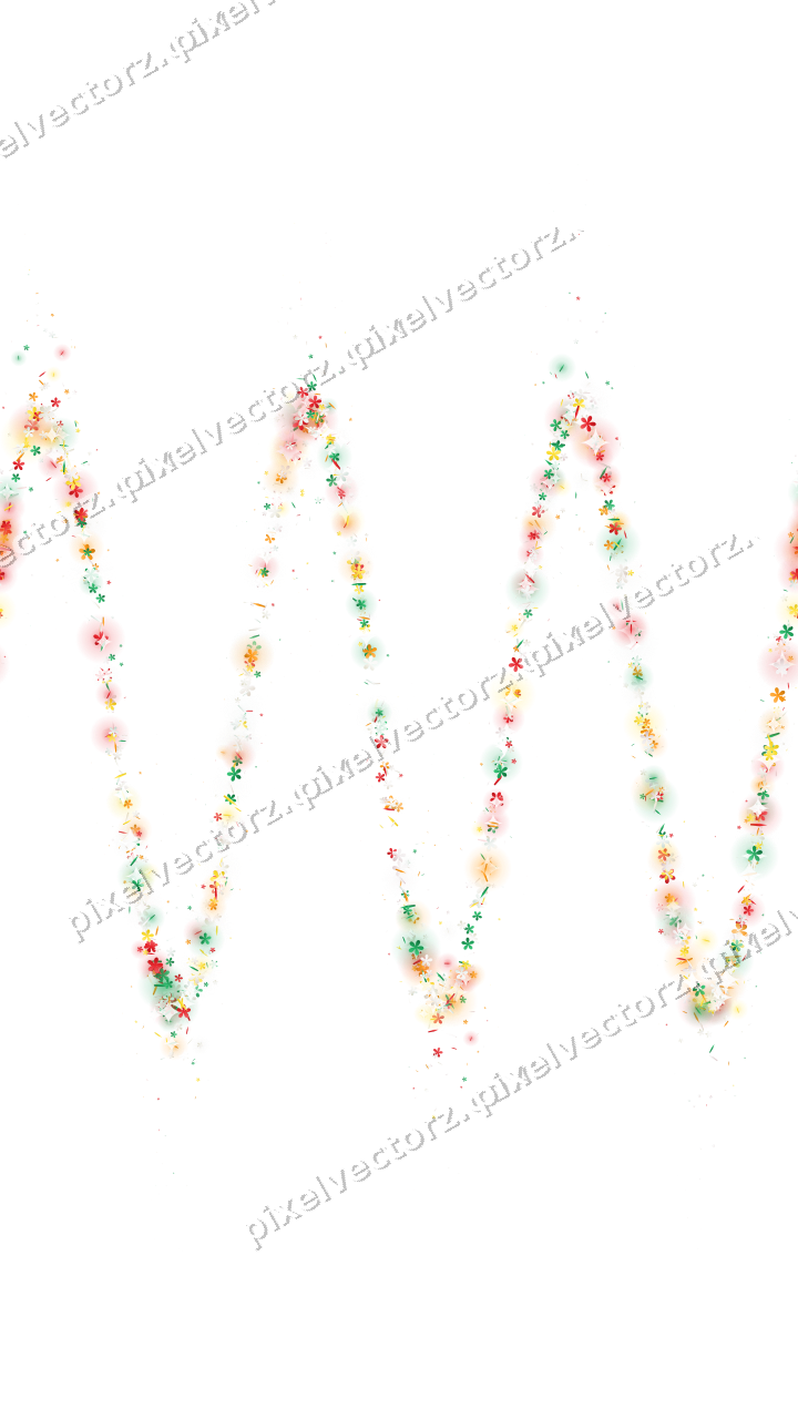 Nahtlose Glitzerwelle aus Blüten und Splittern auf transparentem Grund