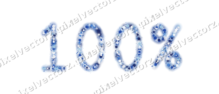 Nahtlose Glitzerzahl 100% aus Punkten in Blau auf transparentem Grund