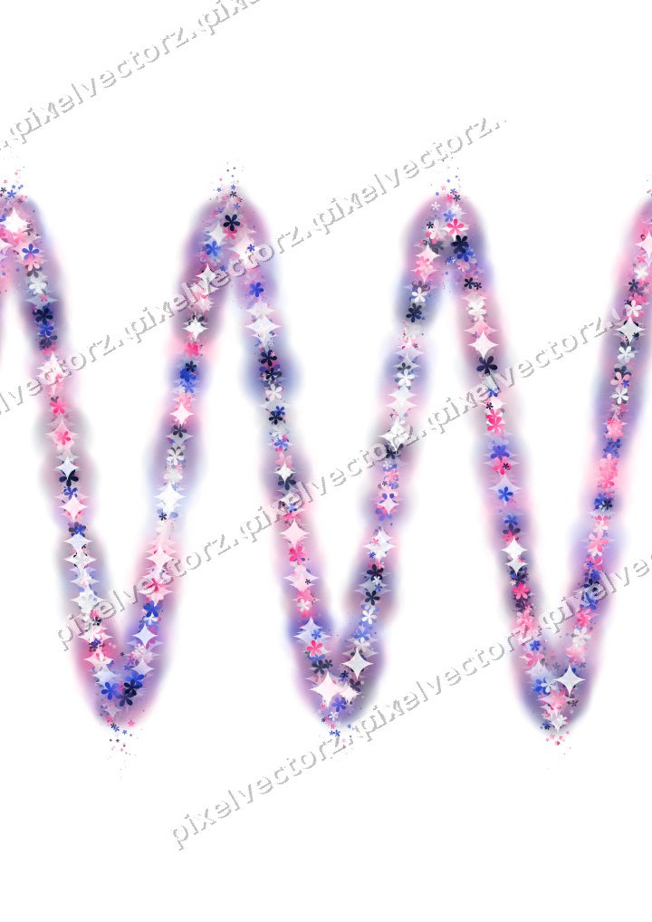 Nahtlose Glitzerwelle aus Blüten in Rosa auf transparentem Grund