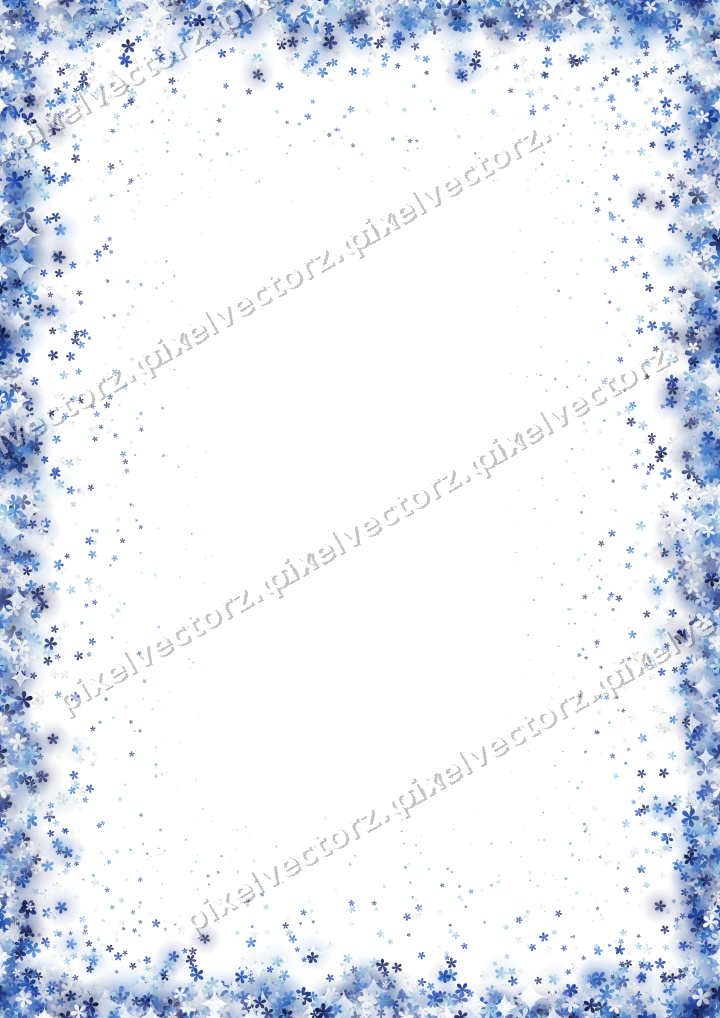 Nahtlose Glitzervignette aus Blüten in Blau auf transparentem Grund