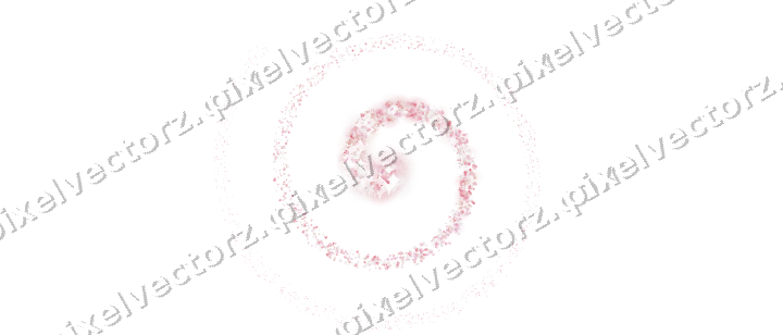 Nahtlose Glitzerspirale aus Herzen und Blüten auf transparentem Grund