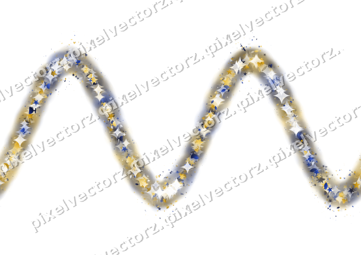 Nahtlose Glitzerwelle aus Sternen und Tropfen auf transparentem Grund