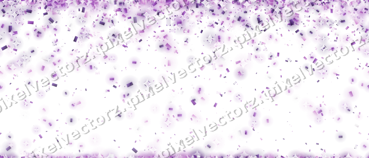 Nahtloser Glitzerregen aus Konfetti in Violett auf transparentem Grund