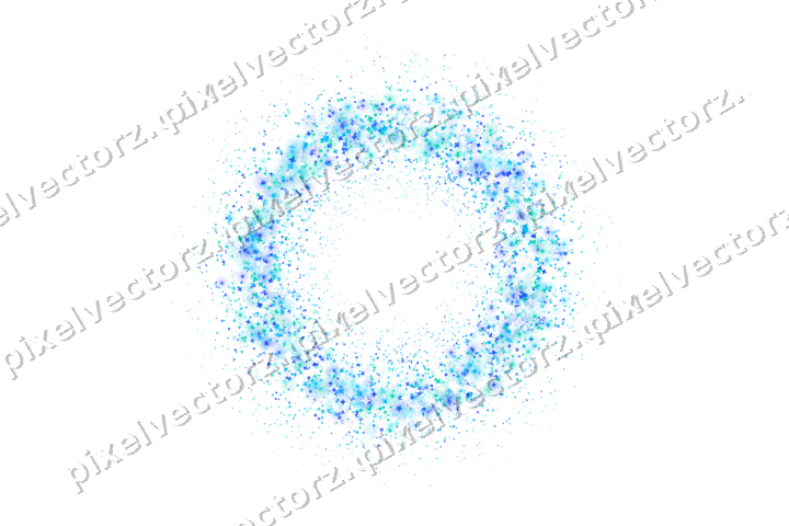 Nahtloser Glitzerkranz aus Funken in Türkis auf transparentem Grund