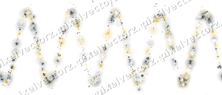 Nahtlose Glitzerwelle aus Funken und Herzen auf transparentem Grund