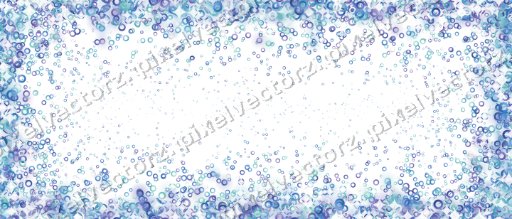 Nahtlose Glitzervignette aus Ringen in Blau auf transparentem Grund