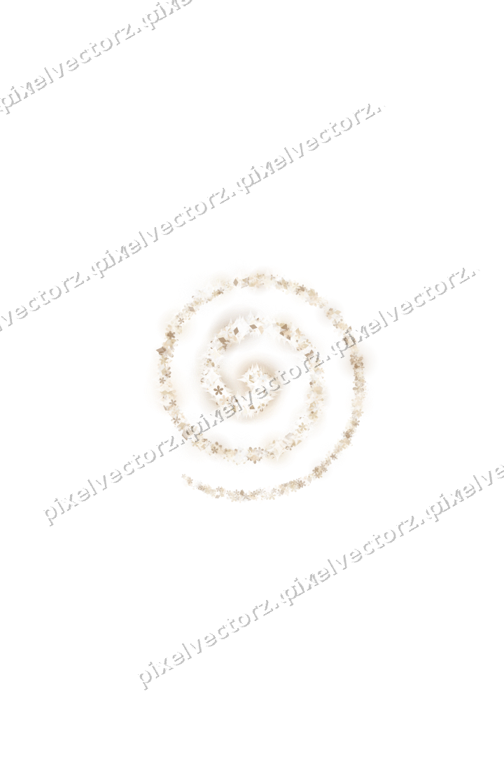 Nahtlose Glitzerspirale aus Blüten und Rauten auf transparentem Grund