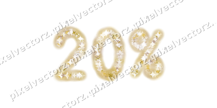 Nahtlose Glitzerzahl 20% in Bernstein auf transparentem Grund