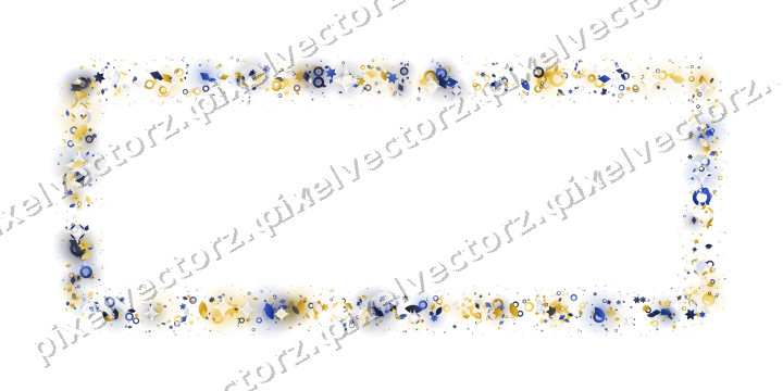 Nahtloser Glitzerrahmen in Bernstein und Blau auf transparentem Grund