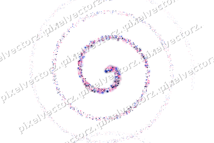 Nahtlose Glitzerspirale aus Sternen und Herzen auf transparentem Grund
