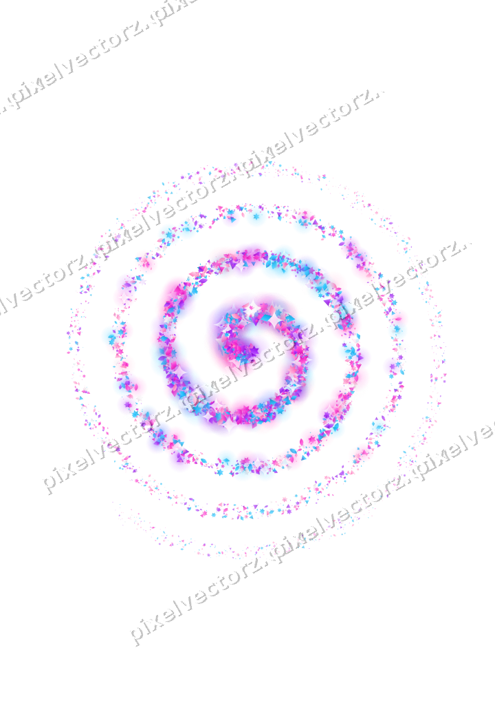 Nahtlose Glitzerspirale in Magenta und Violett auf transparentem Grund
