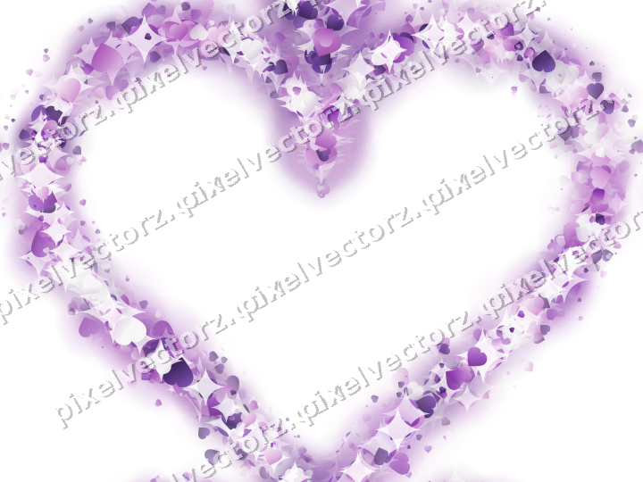 Nahtloses Glitzerherz aus Herzen in Violett auf transparentem Grund