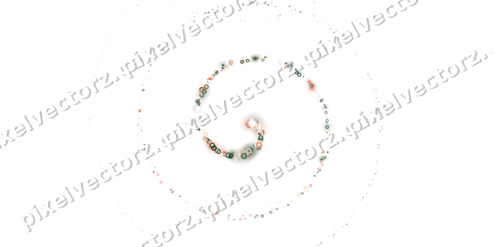 Nahtlose Glitzerspirale aus Sternen und Ringen auf transparentem Grund