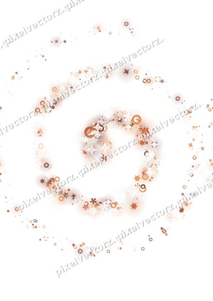 Nahtlose Glitzerspirale aus Sternen und Funken auf transparentem Grund