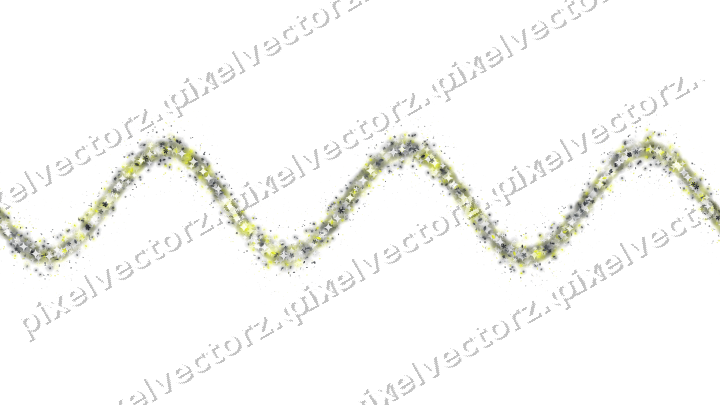 Nahtlose Glitzerwelle aus Blüten und Tropfen auf transparentem Grund