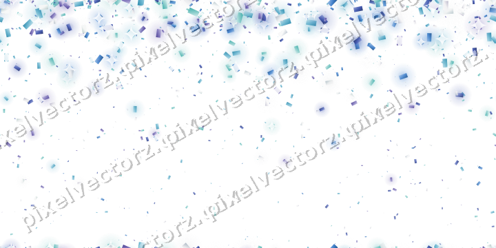 Nahtloser Glitzerregen aus Konfetti in Blau auf transparentem Grund