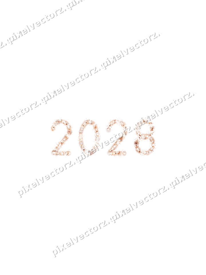 Nahtlose Glitzerzahl 2028 auf transparentem Grund