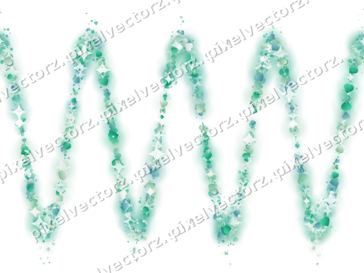 Nahtlose Glitzerwelle aus Herzen in Grün auf transparentem Grund