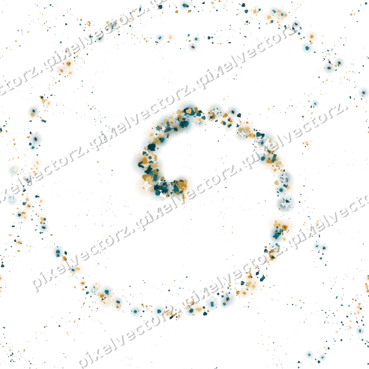 Nahtlose Glitzerspirale aus Sternen und Herzen auf transparentem Grund
