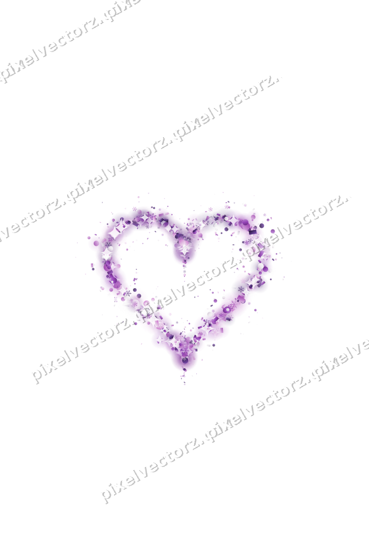 Nahtloses Glitzerherz in Violett auf transparentem Grund