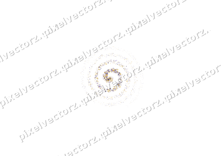 Nahtlose Glitzerspirale aus Funken und Punkten auf transparentem Grund