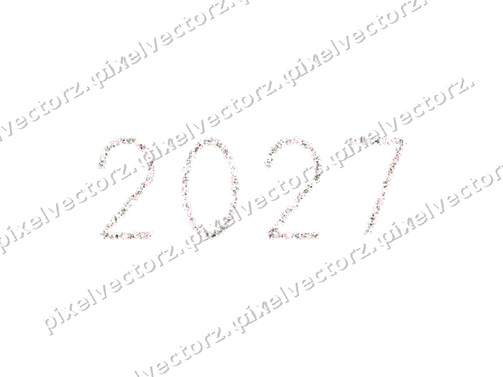 Nahtlose Glitzerzahl 2027 in Rosa auf transparentem Grund