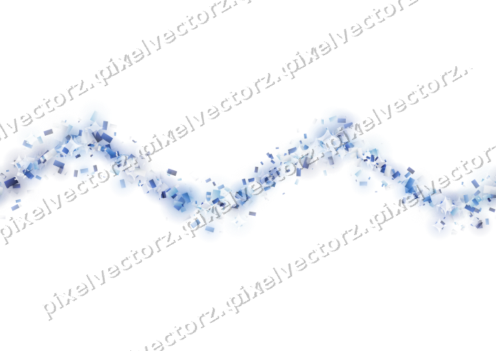 Nahtlose Glitzerwelle aus Konfetti in Blau auf transparentem Grund