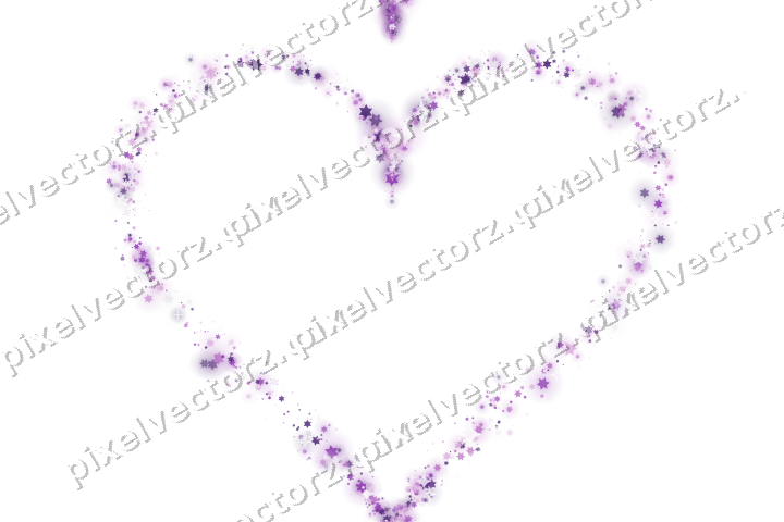 Nahtloses Glitzerherz aus Sternen in Violett auf transparentem Grund