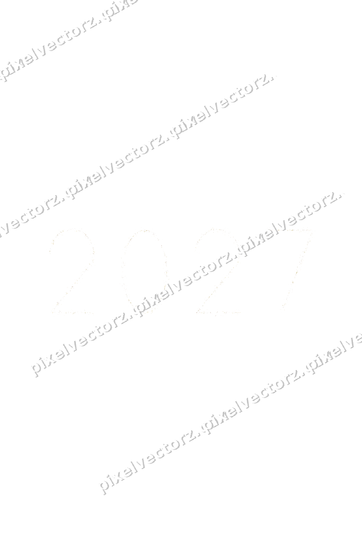 Nahtlose Glitzerzahl 2027 aus Splittern auf transparentem Grund
