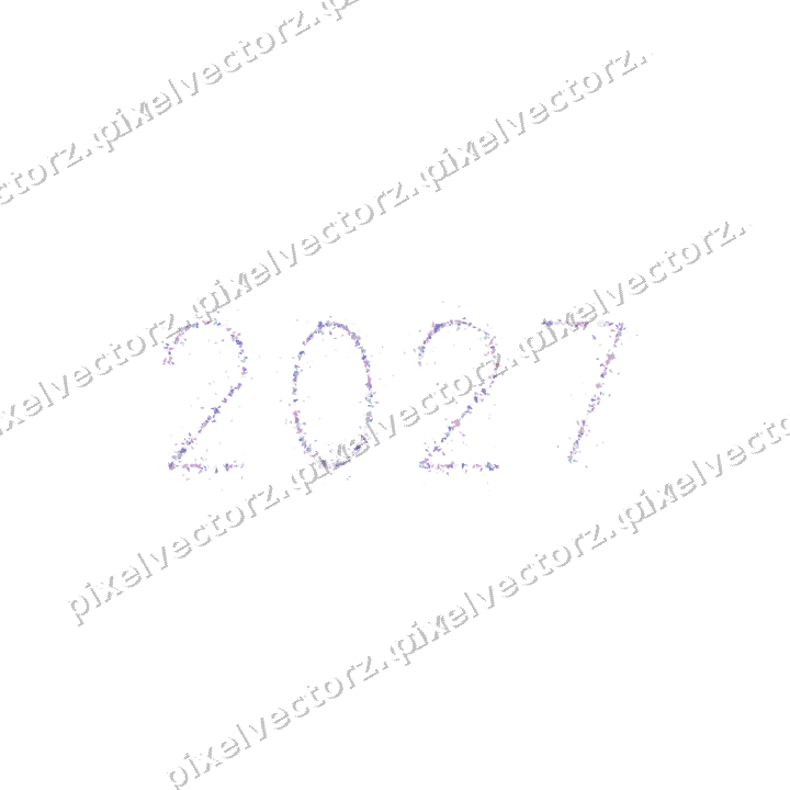 Nahtlose Glitzerzahl 2027 aus Weihnachtsbäumen auf transparentem Grund