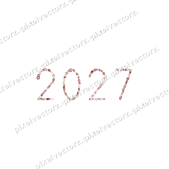 Nahtlose Glitzerzahl 2027 aus Ringen auf transparentem Grund