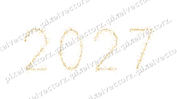 Nahtlose Glitzerzahl 2027 auf transparentem Grund