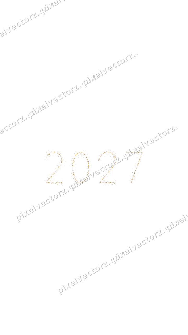Nahtlose Glitzerzahl 2027 in Bernstein auf transparentem Grund