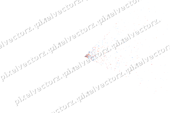 Nahtloser Glitzerfächer in Blau und Rot auf transparentem Grund