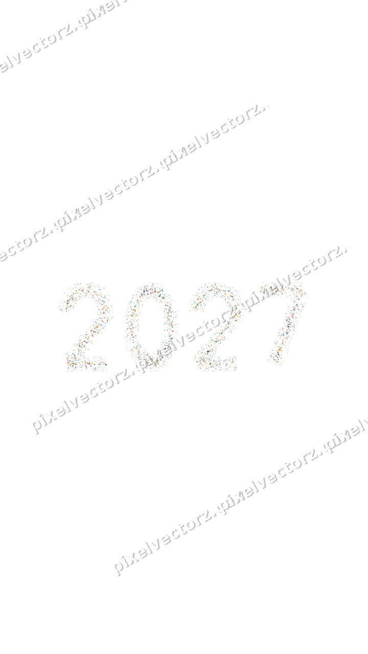 Nahtlose Glitzerzahl 2027 in Bernstein auf transparentem Grund