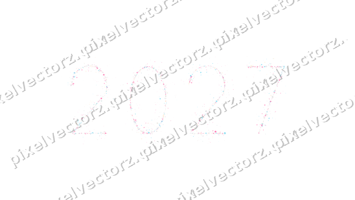 Nahtlose Glitzerzahl 2027 in Rosa und Türkis auf transparentem Grund