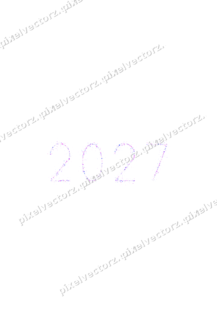 Nahtlose Glitzerzahl 2027 in Violett und Blau auf transparentem Grund
