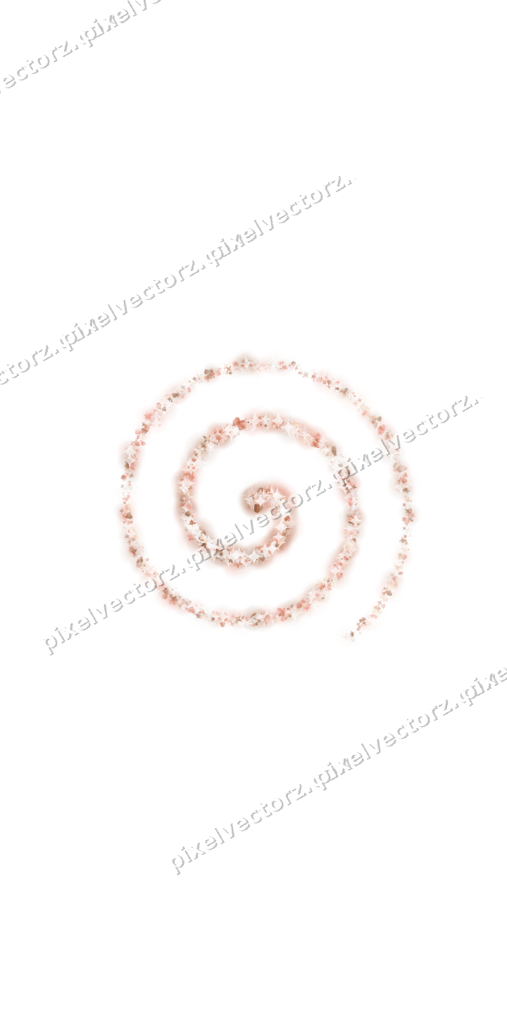 Nahtlose Glitzerspirale aus Sternen und Funken auf transparentem Grund