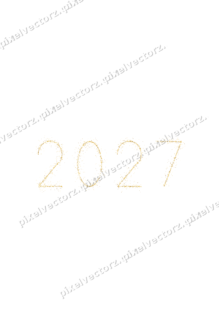 Nahtlose Glitzerzahl 2027 aus Sternen auf transparentem Grund