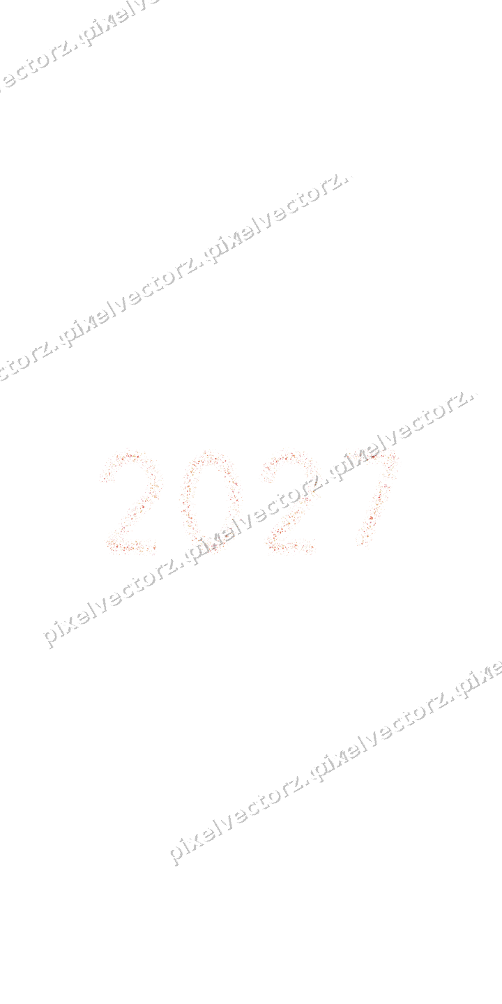Nahtlose Glitzerzahl 2027 in Rot und Orange auf transparentem Grund