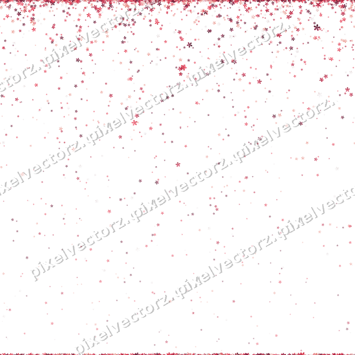 Nahtloser Glitzerregen aus Blüten in Rosa auf transparentem Grund
