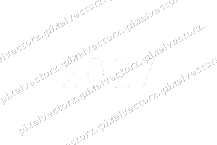 Nahtlose Glitzerzahl 2027 aus Splittern auf transparentem Grund