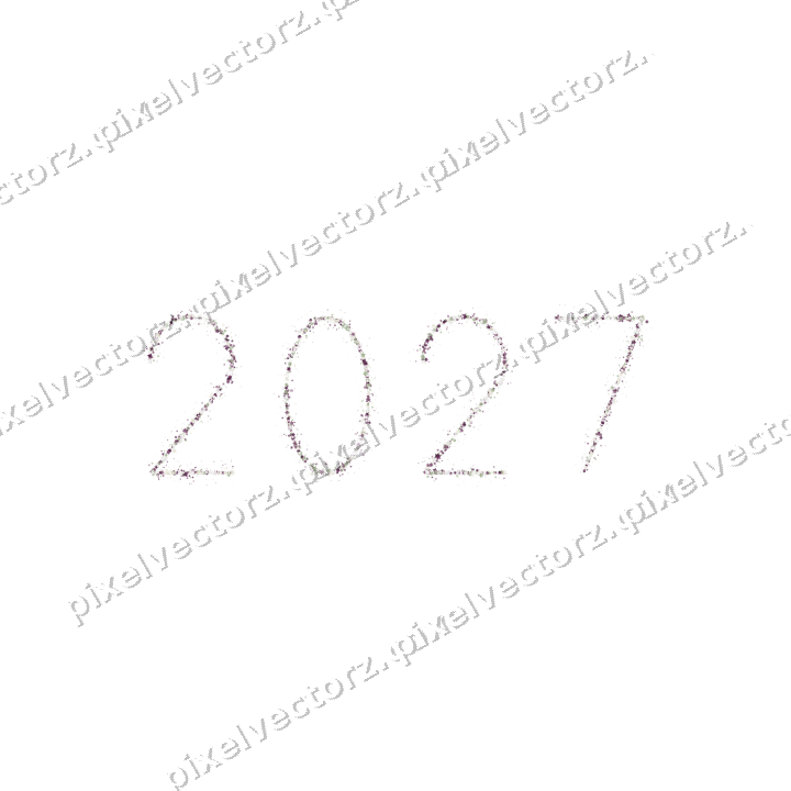 Nahtlose Glitzerzahl 2027 in Dunkelmagenta auf transparentem Grund