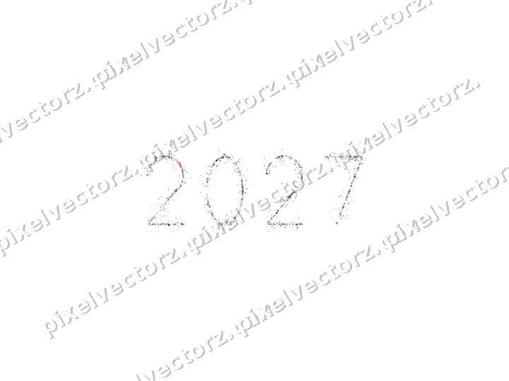 Nahtlose Glitzerzahl 2027 in Rosa auf transparentem Grund