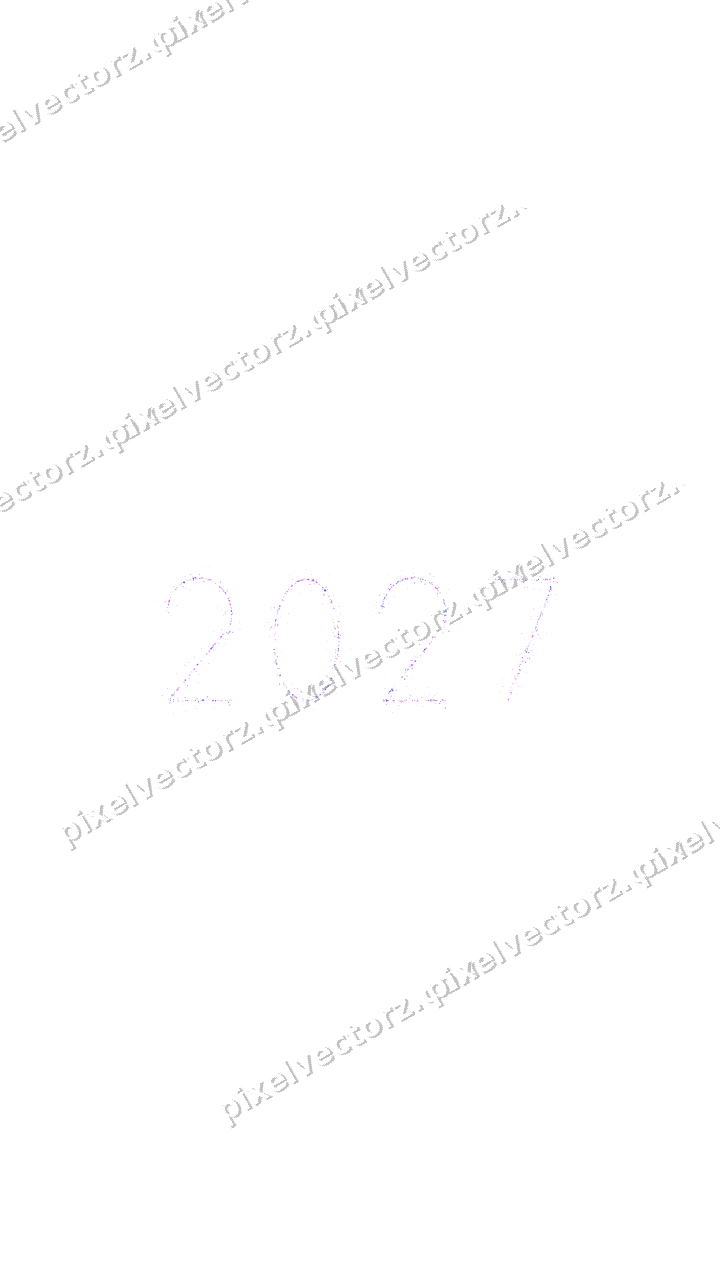 Nahtlose Glitzerzahl 2027 in Violett und Blau auf transparentem Grund