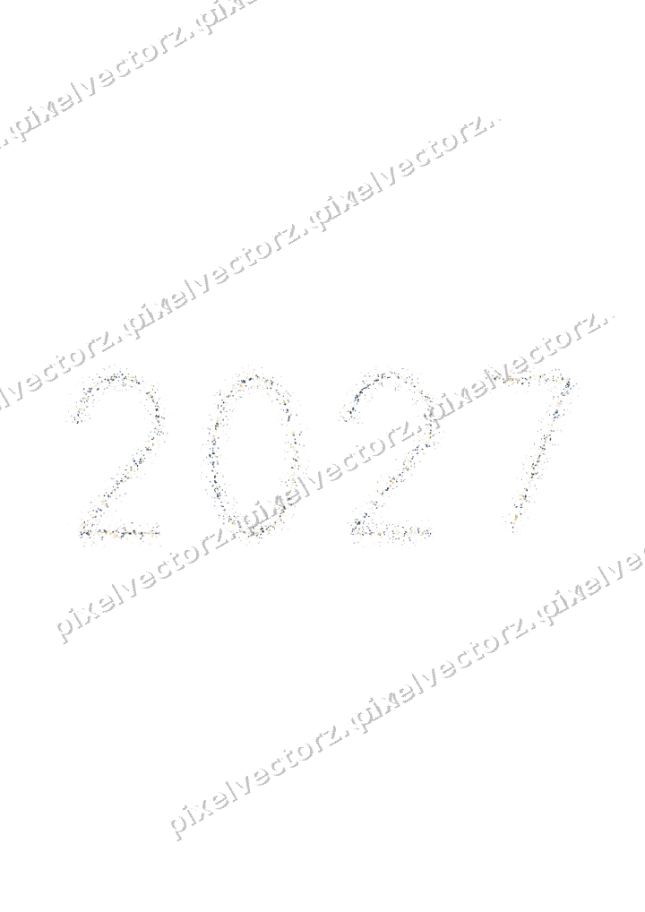 Nahtlose Glitzerzahl 2027 in Dunkelblau auf transparentem Grund